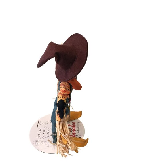 ANNALEE  12" Poseable Scarecrow 2019 Raffia Crow Autumn Patchwork - Picture 5 of 6